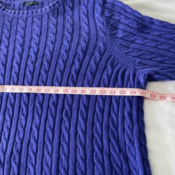 Lands End Womens 3XL Plus Crewneck Sweater 100% Cotton Cable Knit - Picture 6 of 10